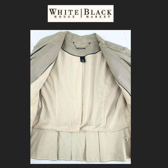 White House Black Market Ruffle Collar Blazer –Fitted - Taupe Beige - Size 6 - Picture 6 of 6